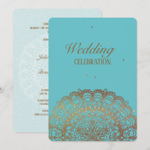 Turquesa Golden Indian - Invitación a la boda