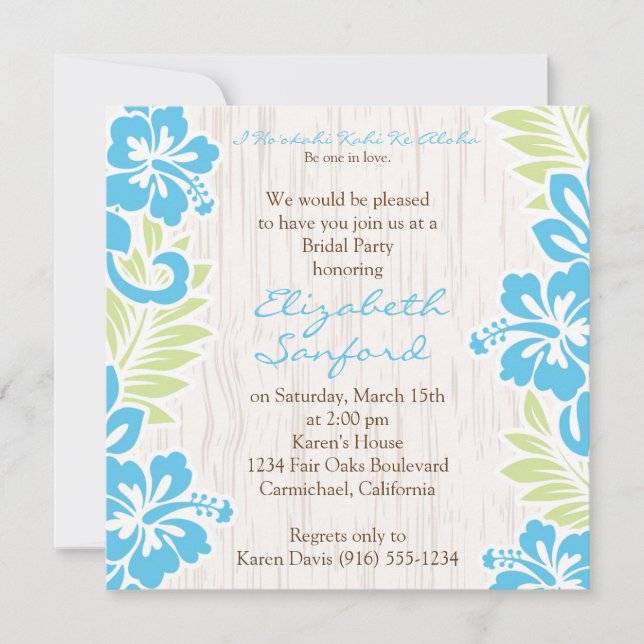 Turquesa hawaiana tropical de la invitación (Anverso)