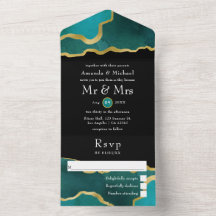 Turquesa - Invitación de Boda Todo en Uno de Ágata