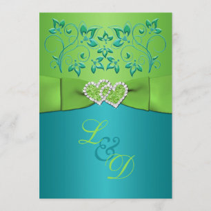 Turquesa, invitación unida floral 2 de los