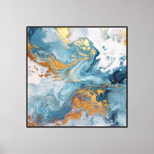 Turquesa Remolino de Oro – Arte de Pared Abstracto