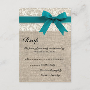 Turquesa rústica de la tarjeta de RSVP de la
