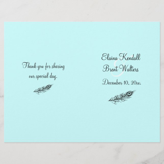 Turquesa sacude tu programa de matrimonio de pluma (Anverso)