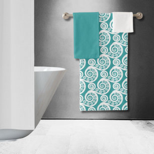 Turquesa vintage y Curlos de Coro Blanco Swirls