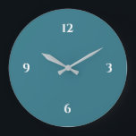 Turquesa y blanco Minimalista grande reloj<br><div class="desc">El reloj moderno presenta un diseño minimalista en una paleta de colores turquesa y blanco. Un diseño sencillo y sencillo con números blancos sobre un fondo turquesa. Una moderna adición a su cocina, sala de estar o pared de oficinas, un moderno regalo de oficina o un moderno regalo de casa...</div>
