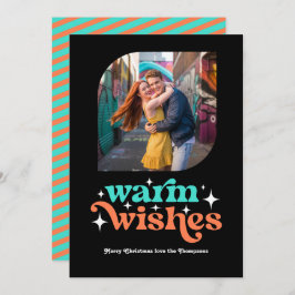 Turquesa y Coral Foto de Navidad Moderna Retro