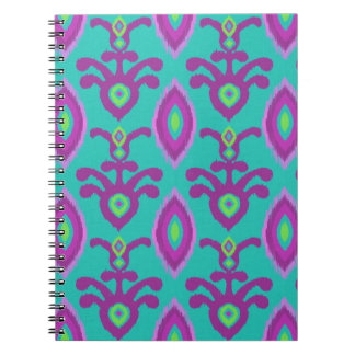 Turquesa y cuaderno púrpura del diseño de Ikat