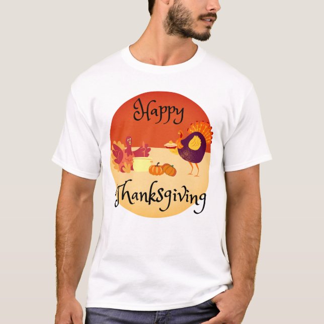 Turquía cocina en una feliz camiseta de Acción de  (Anverso)