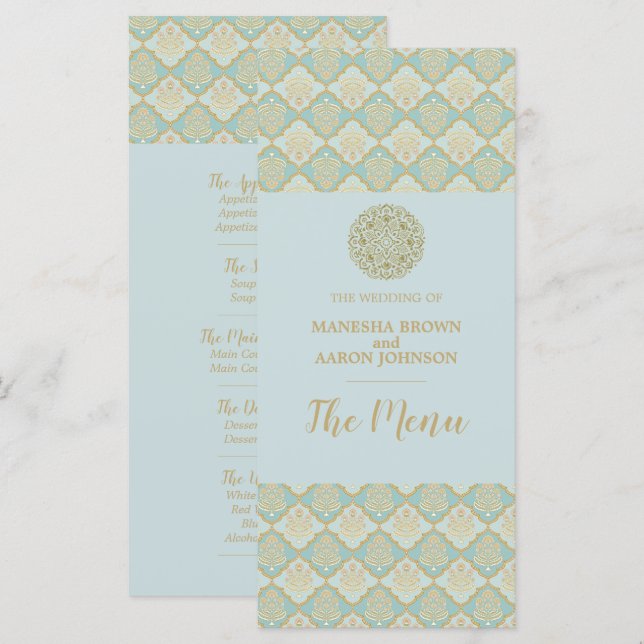 TURQUÍA INDIA - Tarjeta de menú Boda (Anverso / Reverso)