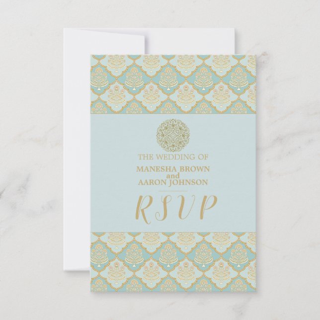 TURQUÍA INDIA - Tarjeta RSVP de boda (Anverso)