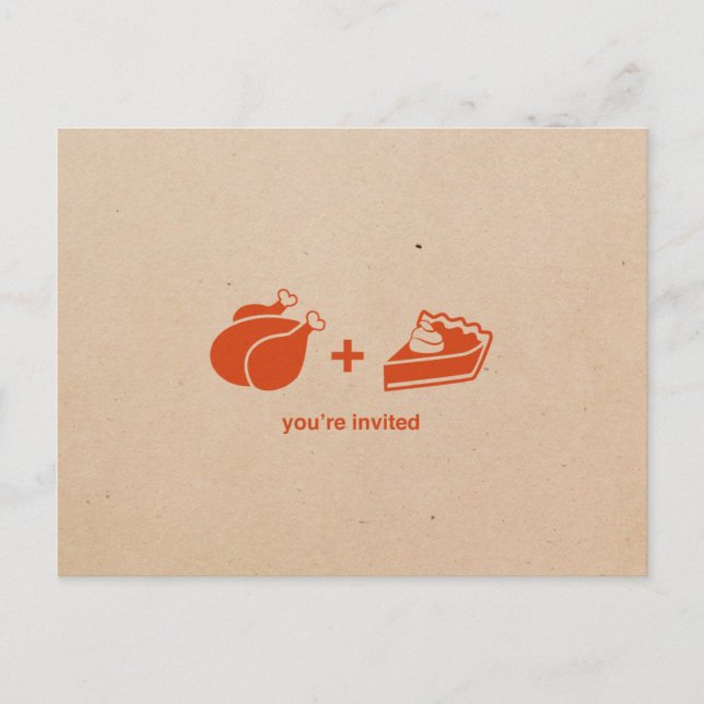 Turquía + Pumpkin Pie Invitaciones a Acción de Gra (Anverso)