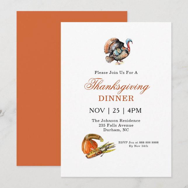 Turquía y la calabaza Invitación a la cena de Acci (Anverso / Reverso)