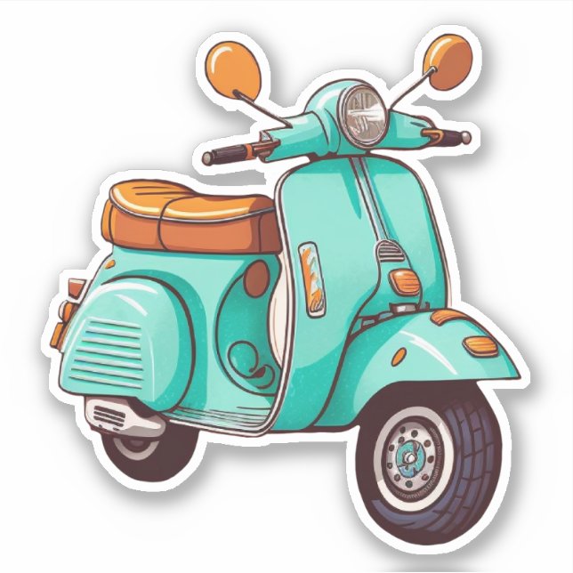 Turquiose Vespa Motor Scooter Pegatina (Anverso)