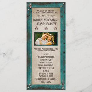 Turquoise Barn Wood Estrellas Programas de Boda Oc