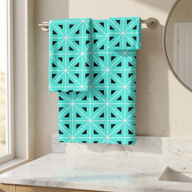 Turquoise Black & White Chic Geometric Pattern (Subido por el creador)