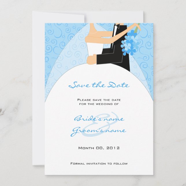 Turquoise Bride and Groom Guardar las tarjetas de  (Anverso)