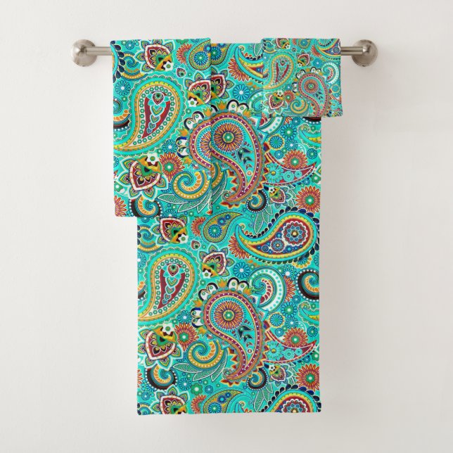 Turquoise Floral Paisley (In situ)