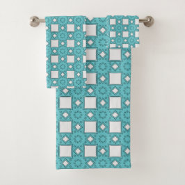 Turquoise geometric-patterned
