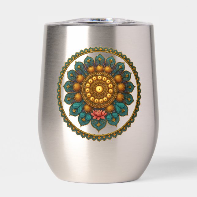 Turquoise Gold Lotus Mandala -Boho Fantasy Graphic (Frente)