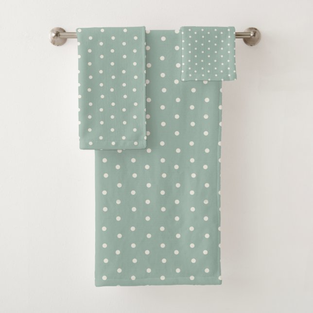 Turquoise Polka Dot Baby Bath Towel Set (In situ)