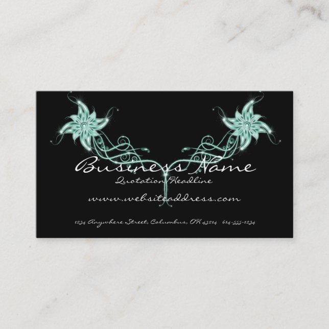 Turquoise Scrolls Tarjetas de visita entrelazadas (Anverso)