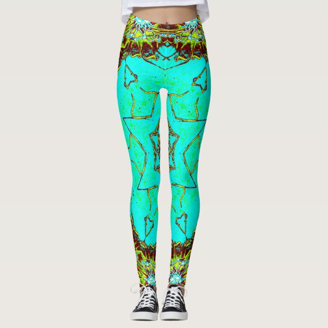 Turquoise Tribal Art Leggings (Anverso)