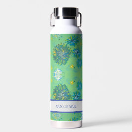 Turquoise Twinkles Personalizado Floral Botella de