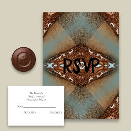 Turquoise Western Motif Wedding RSVP