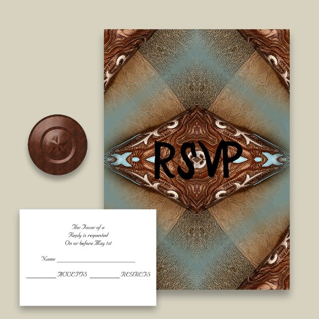 Turquoise Western Motif Wedding RSVP (Subido por el creador)