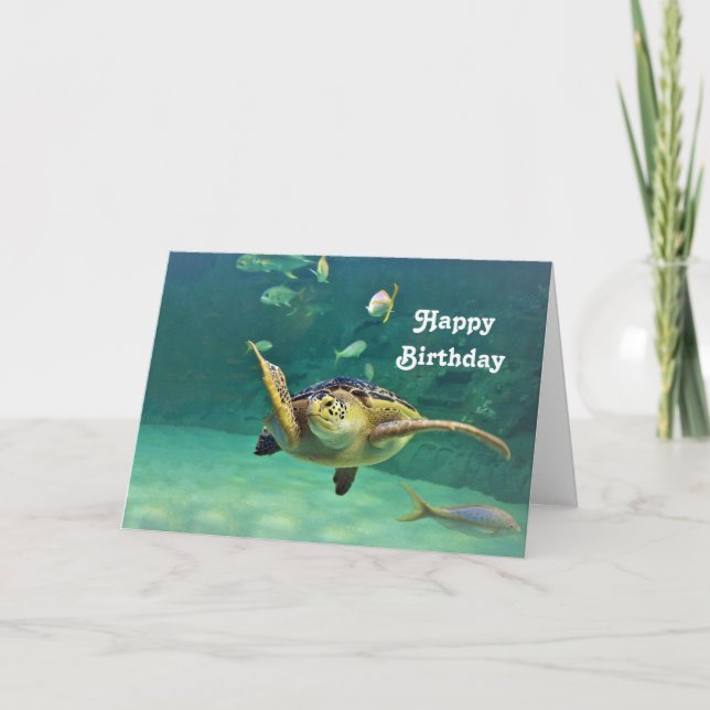 Turtle Sea Water Fish Foto Tarjeta de cumpleaños (Anverso)