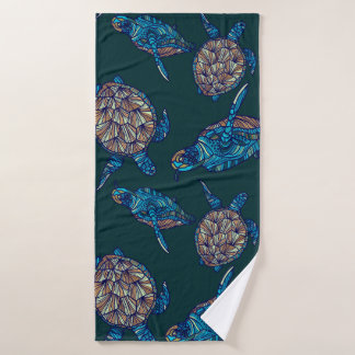 Turtle seamless pattern on dark background. illust