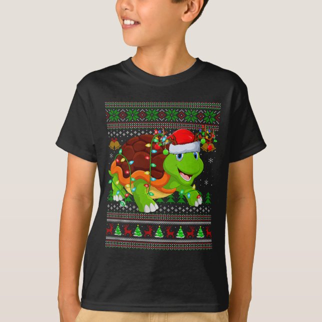 Turtle Ugly Christmas Sweaters Holiday Santa Cute  (Anverso)