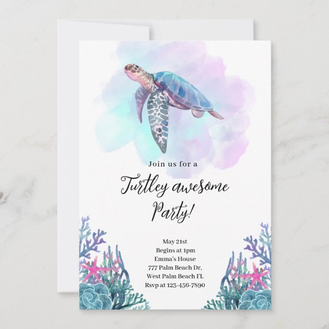 Turtley Awesome Party Invitación (Anverso)