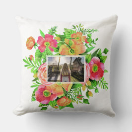 Tus 2 fotos en marcos florales lanzan almohada