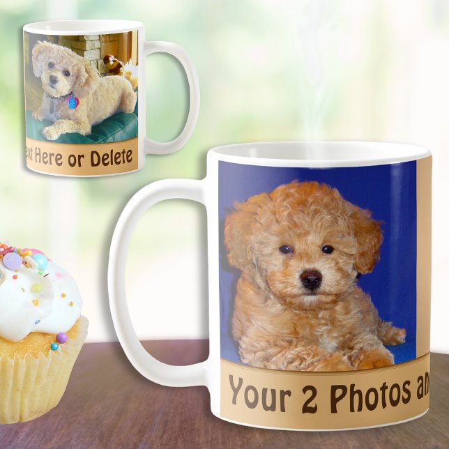 Tus 2 fotos y tus tazas de café personalizadas de  (Pet Photo Mug. 2 photo coffee mugs with name. Photo mugs. Personalized dog mugs. Memorial dog gifts.)