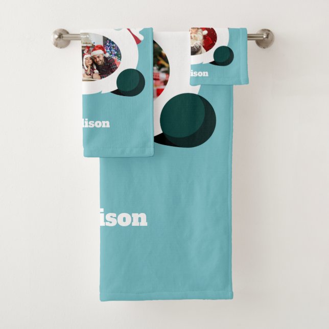 TUS 3 fotos y nombre personalizado Santa toalla se (In situ)