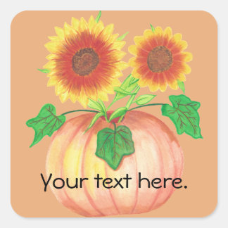 Tus girasoles de texto en calabaza, deja pegatinas