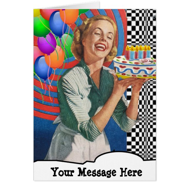 Tus palabras con feliz dama de pasteles y globos (Frente)