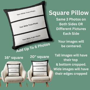 Tus propias 6 fotos anchas en la almohada cuadrada