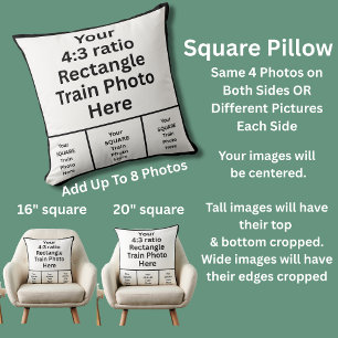 Tus propias 8 OCHO fotos en la almohada cuadrada