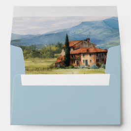 Tuscan Countryside Landscape Pastel Blue Wedding 