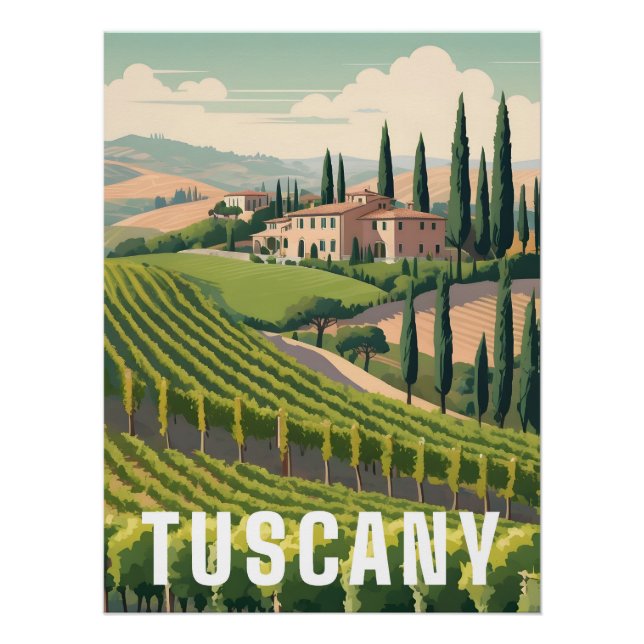 Tuscany Italy Travel Poster (Anverso)