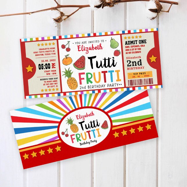 Tutti Frutti, invitación para un segundo cumpleaño (Subido por el creador)