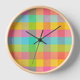 Tutti Frutti Plaid - Colorido reloj de pared a cua