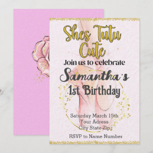 Tutu Ballerina Primera Invitación al Cumpleaños