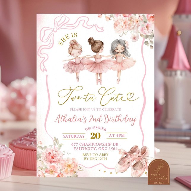 Tutu de Bailarina Rosa Invitación de Cumpleaños 2º (Subido por el creador)