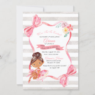 Tutu excitado Ballerina Invitación al cumpleaños