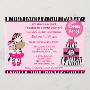 TuTuCute Invitación Baby Shower ZEBRA CHICA Mommy