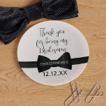 Tuxedo Bow Tie Bridesman Gracias Favor De Boda<br><div class="desc">Si tu Bridesman tiene baratijas,  entonces esta es la bandeja de barrido de la corbata de arco sólo para ti. Adecuado para cualquier miembro de su Bridal Party. Sólo tiene que añadir su nombre,  su fecha de boda y un mensaje de agradecimiento breve</div>