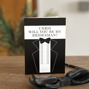Tuxedo Bridesman solicita propuesta de tarjeta gro